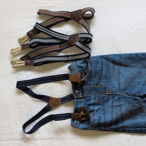 oshkosh baby b'gosh denim jeans suspender pants with extras 24 months